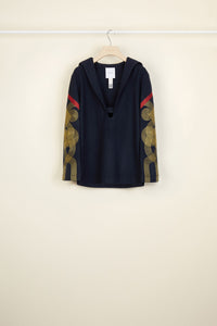 Embroidered wool and cashmere sailor's jacket - Navy Blue