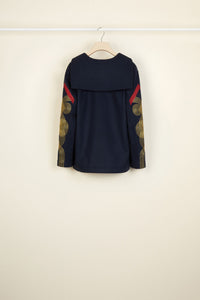 Embroidered wool and cashmere sailor's shirt - Navy blue