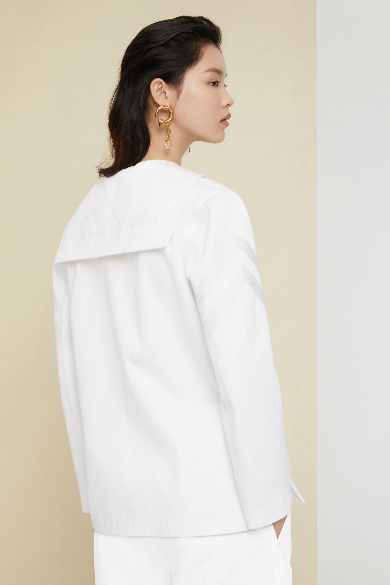 Chemise en coton chevronné - Perle