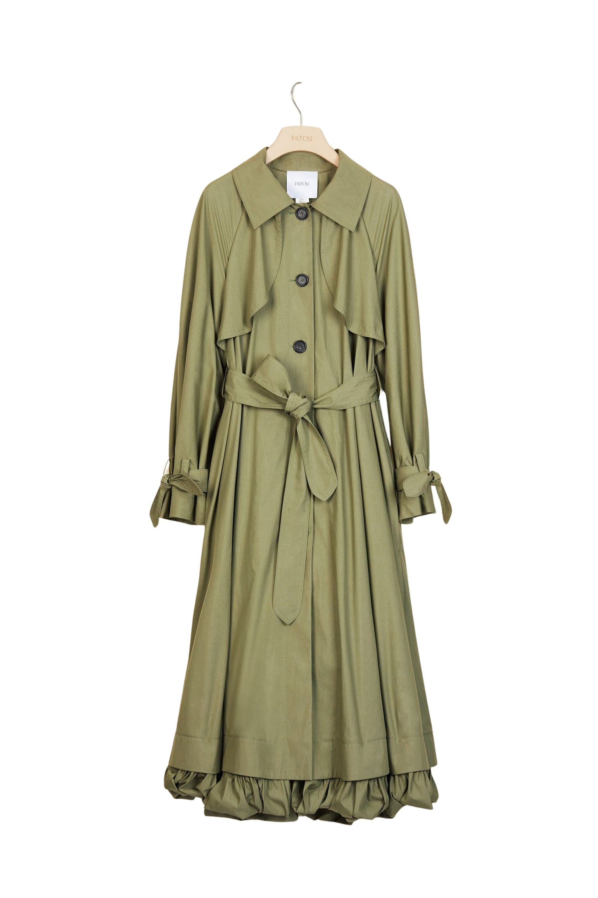 Gabardine trench coat with removable visible lining - Khaki