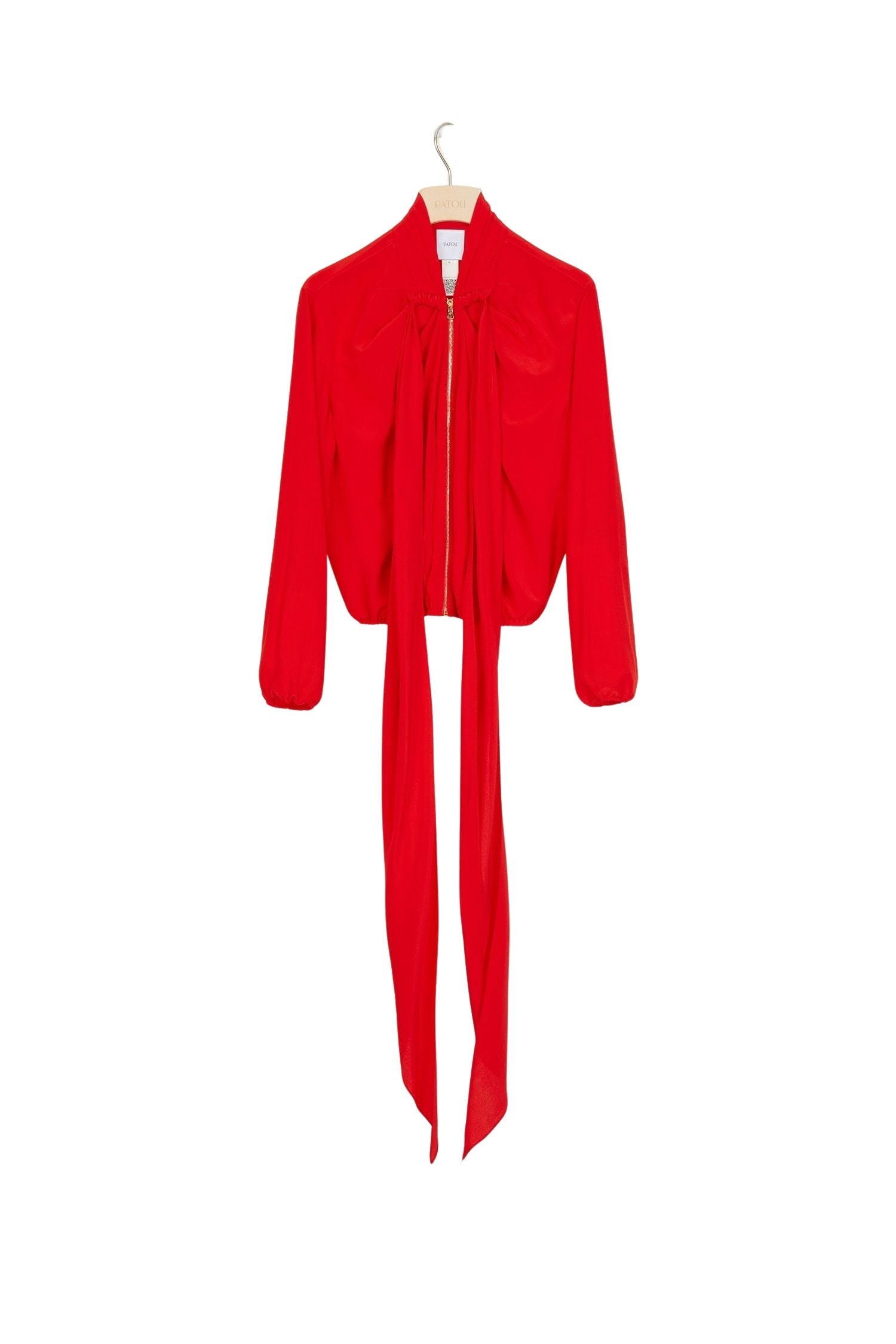 Blouson en soie à lavallière - Rouge