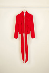 Blouson en soie à lavallière - Rouge