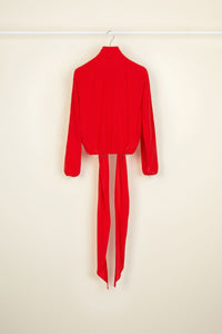 Blouson en soie à lavallière - Rouge