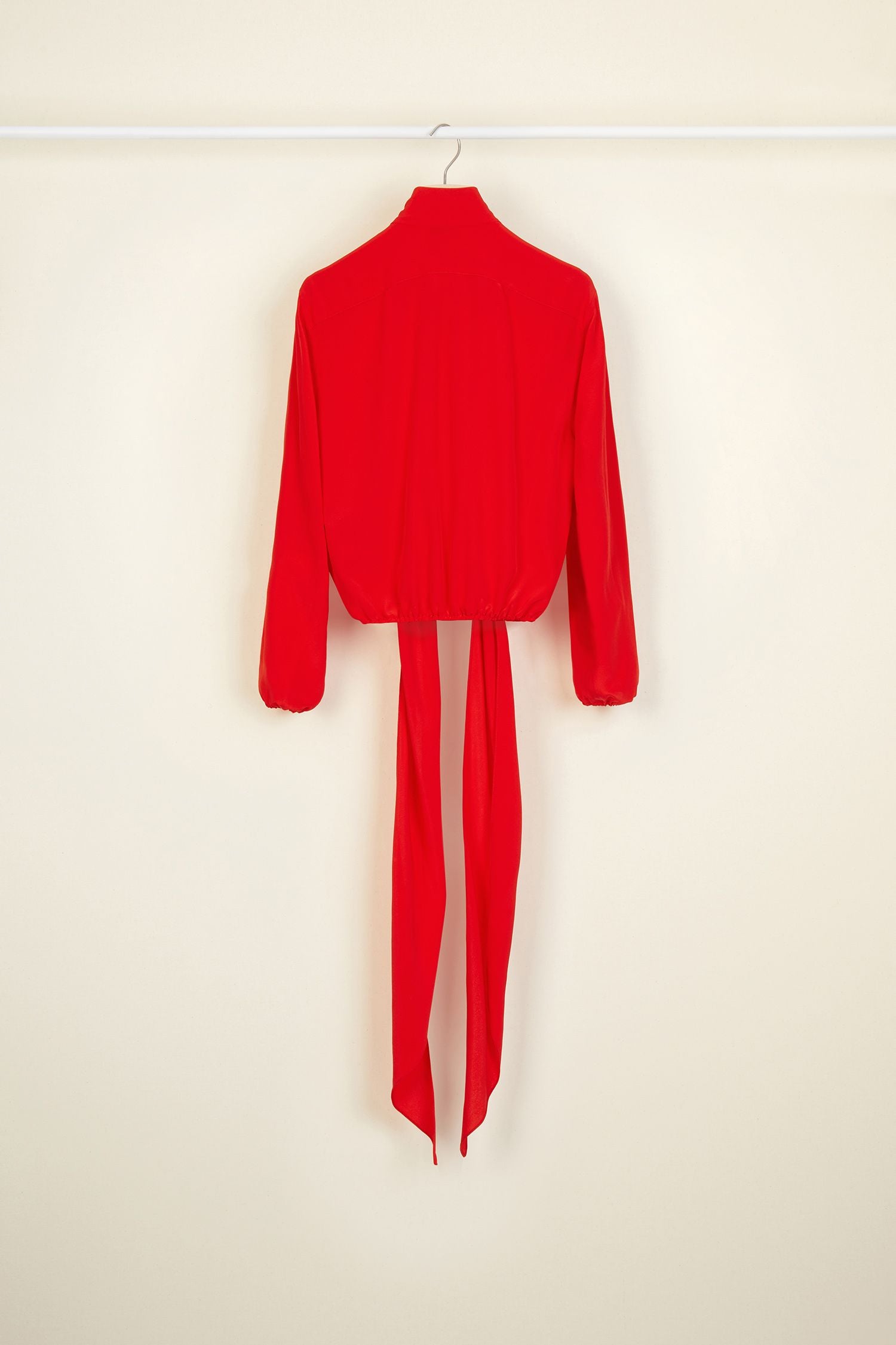 Blouson en soie à lavallière - Rouge