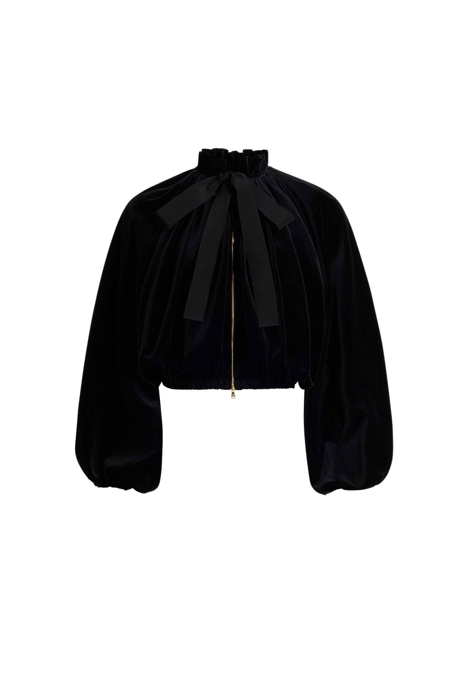 Blouson court ample en velours de coton - Noir