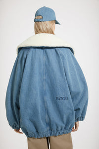 Veste oversize en denim bio et faux shearling