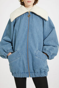 Veste oversize en denim bio et faux shearling