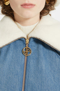 Veste oversize en denim bio et faux shearling