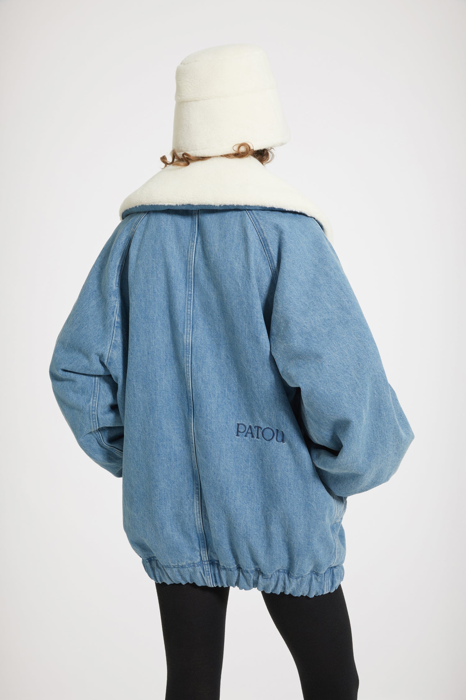 Veste oversize en denim bio et faux shearling
