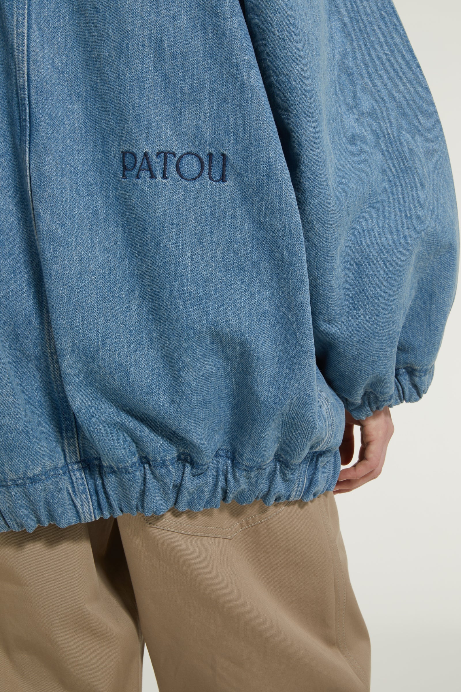 Veste oversize en denim bio et faux shearling - Bleu Glacier