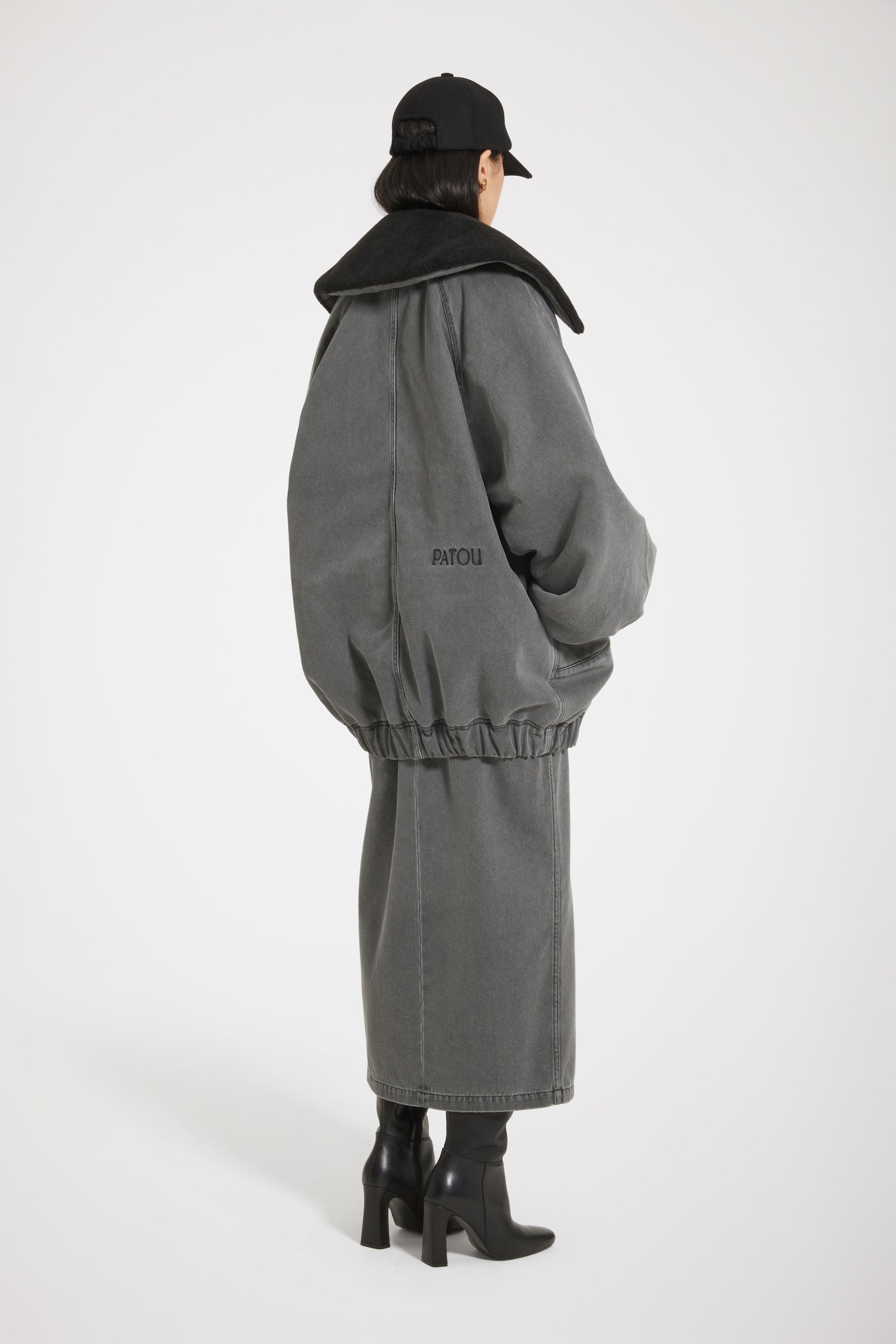 Veste oversize en denim bio et faux shearling