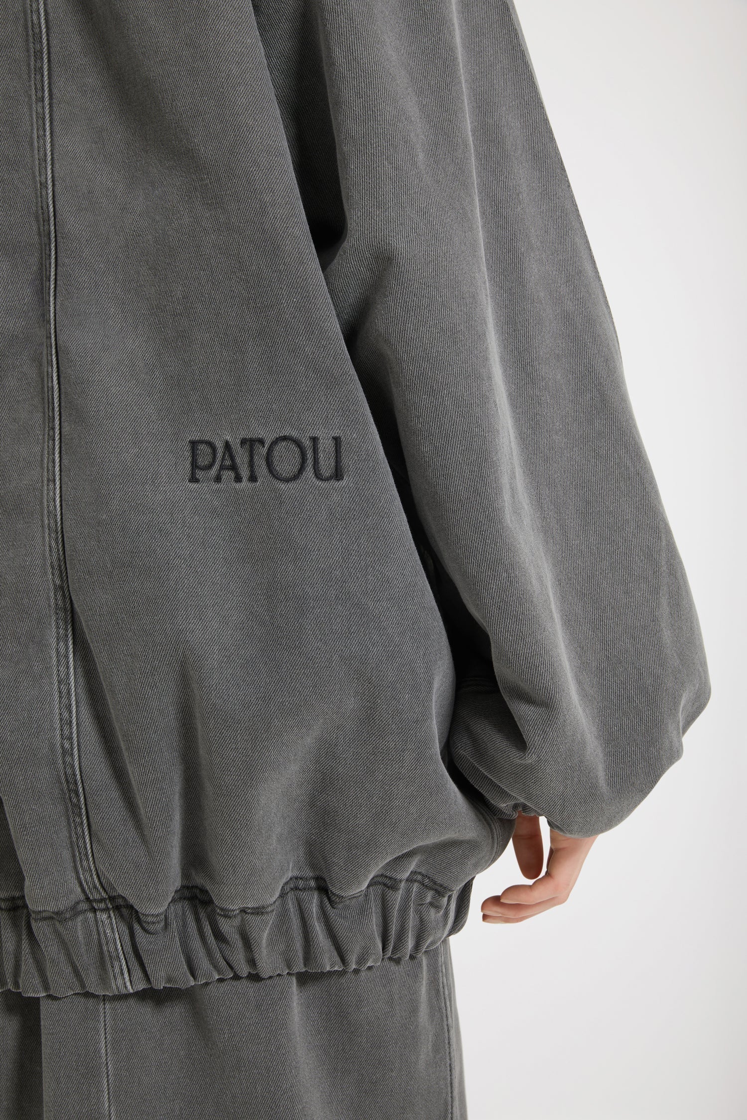 Veste oversize en denim bio et faux shearling - Gris Anthracite