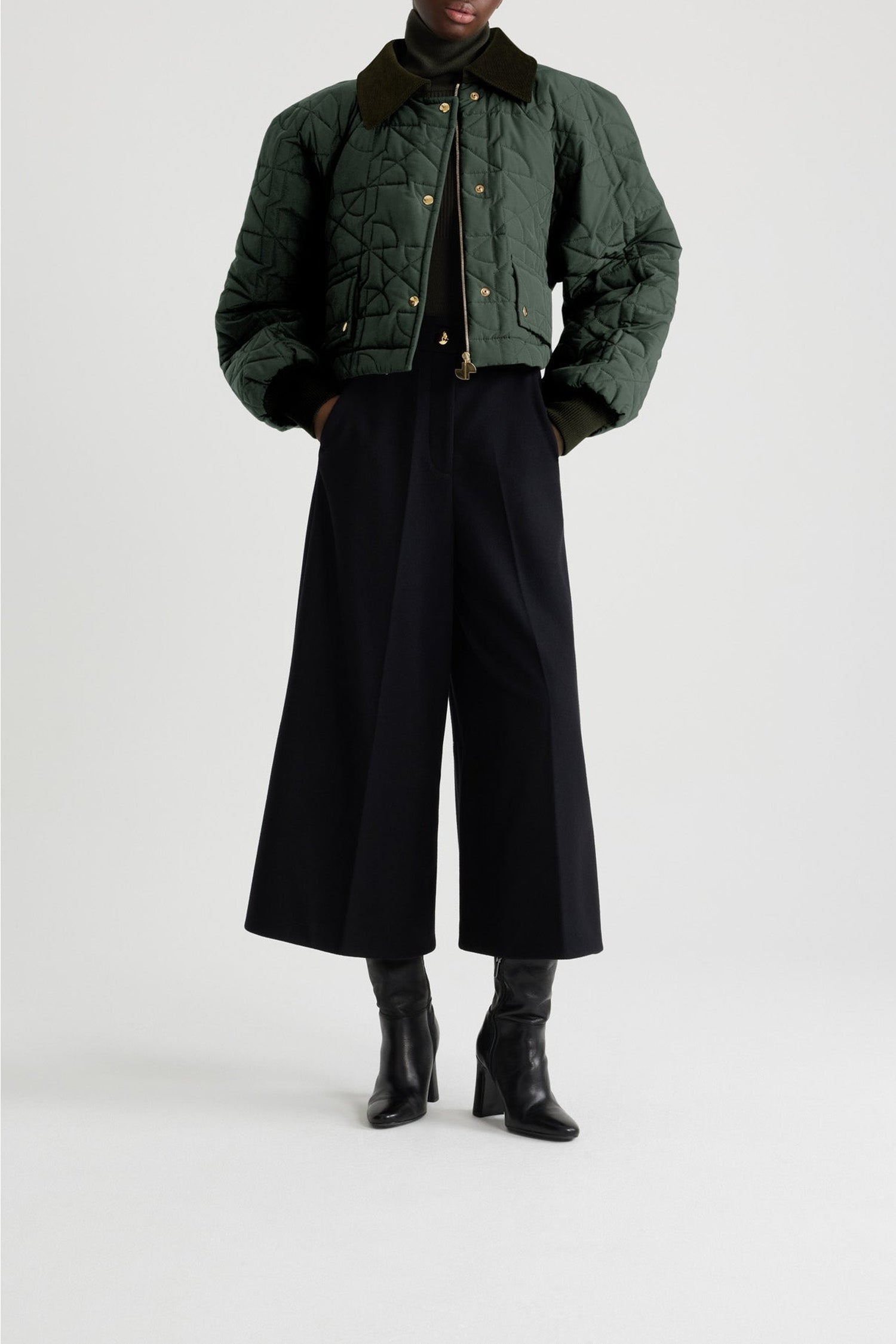 Bomber court matelassé - Vert Bouteille