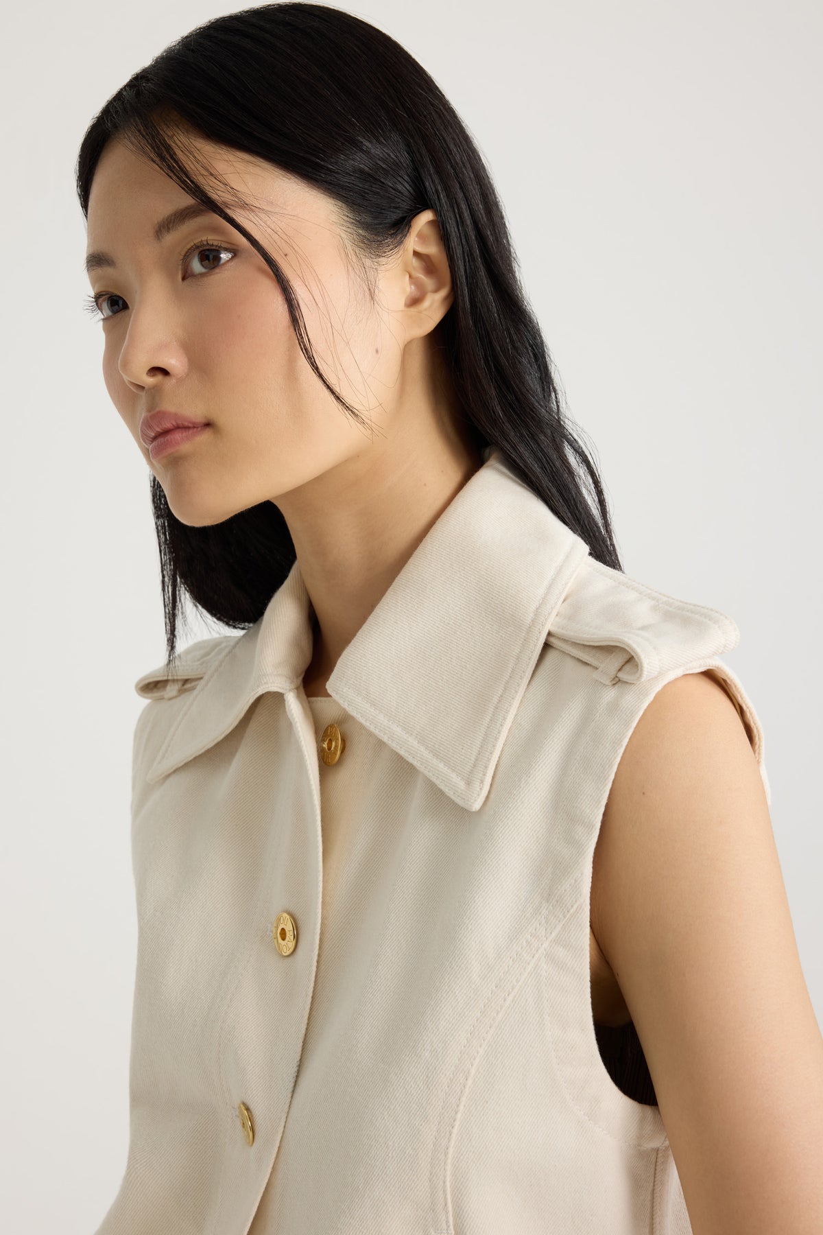 Natural / Veste sans manches en denim de coton