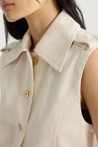 Sleeveless denim jacket - Natural