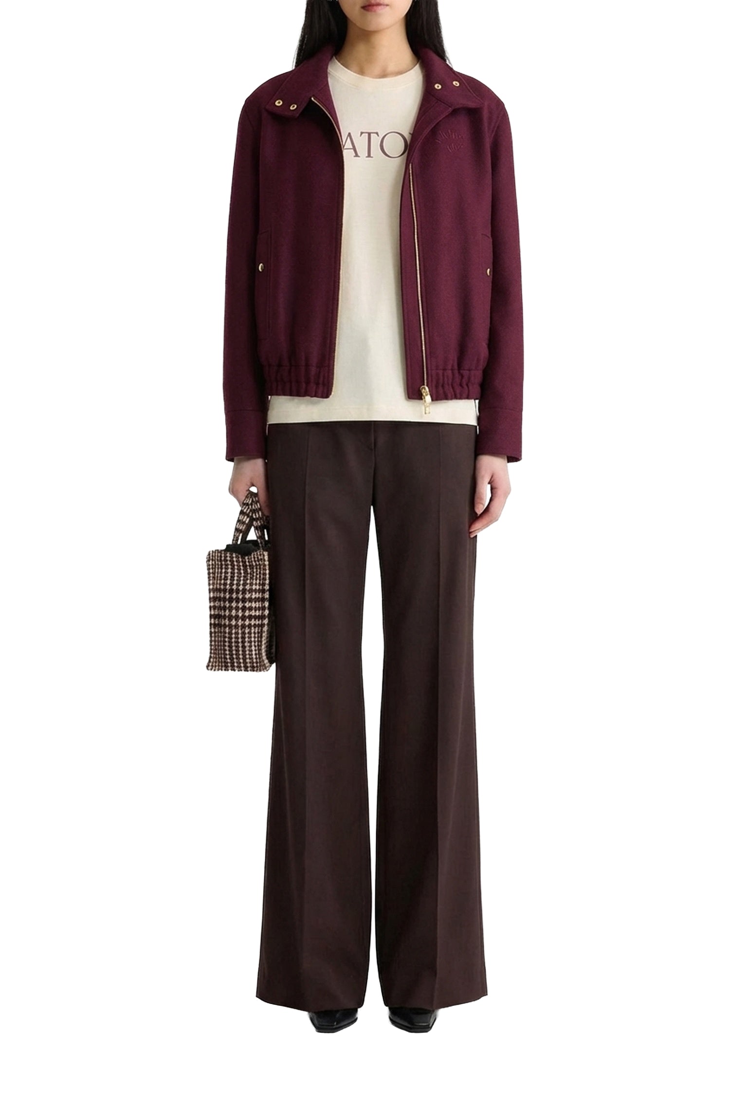 Veste à col montant en flanelle de laine - Syrah