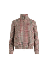 Veste à col montant en flanelle de laine - Prince de Galles