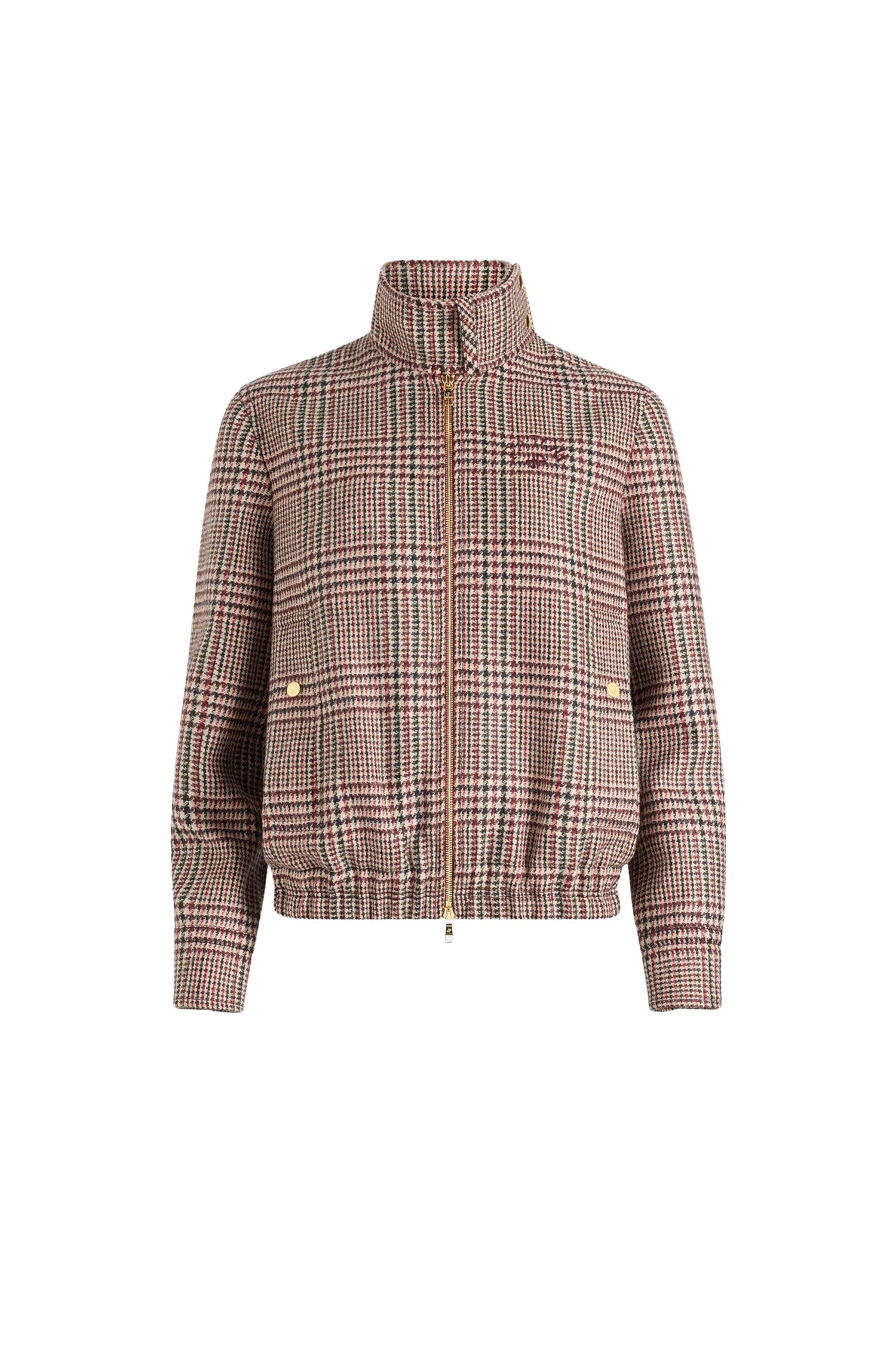 Veste à col montant en flanelle de laine - Prince de Galles