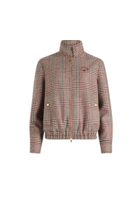 Prince Of Wales / Bomber à col montant en flanelle de laine éco-responsable