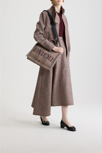 Veste à col montant en flanelle de laine - Prince de Galles