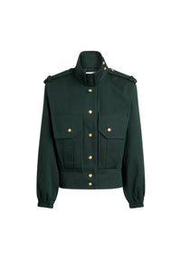 Garden Green / Bomber ajusté en gabardine de coton bio