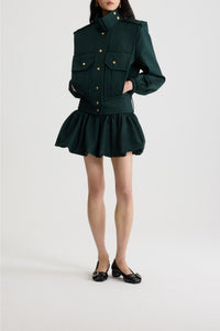 Veste ajustée en gabardine de coton - Vert Jardin