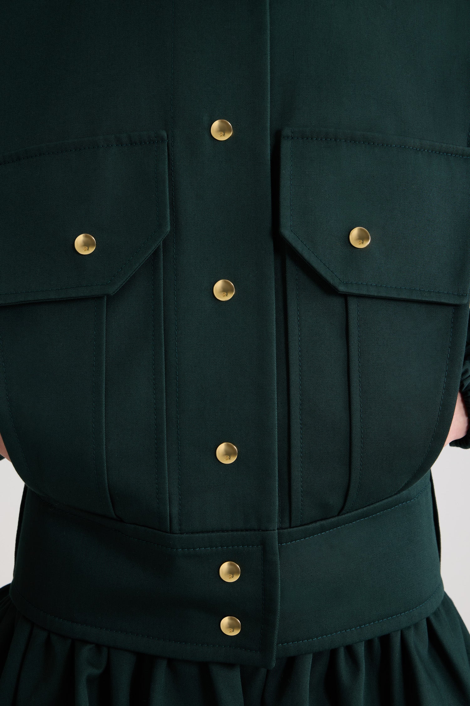 Veste ajustée en gabardine de coton - Vert Jardin
