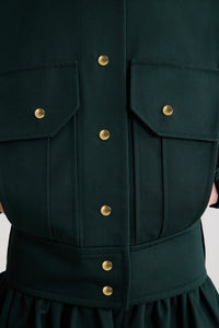 Garden Green / Bomber ajusté en gabardine de coton bio