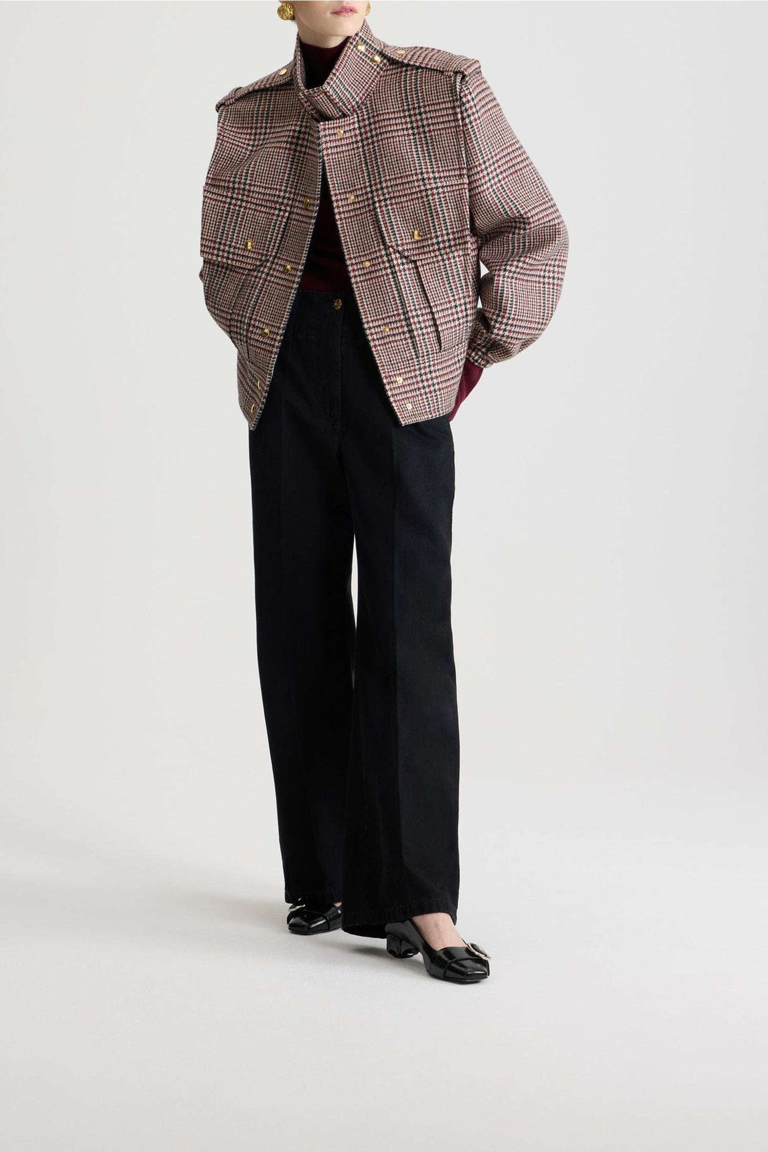 Veste ajustée en flanelle de laine - Prince de Galles