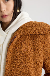 Pumpkin Spice / Bomber à col montant en fausse fourrure recyclée