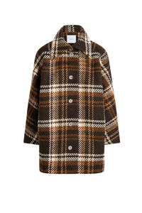 Autumn Checkerboard / Parka volumineuse en laine mélangée