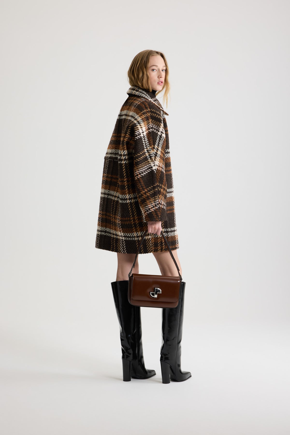 Autumn Checkerboard / Parka volumineuse en laine mélangée