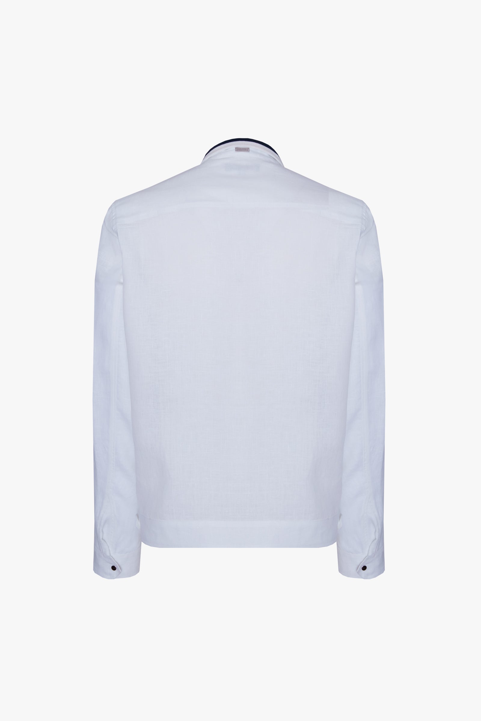 Blouson à col montant en lin - Blanc & Bleu