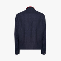 Blouson à col montant chiné en lin - Bleu