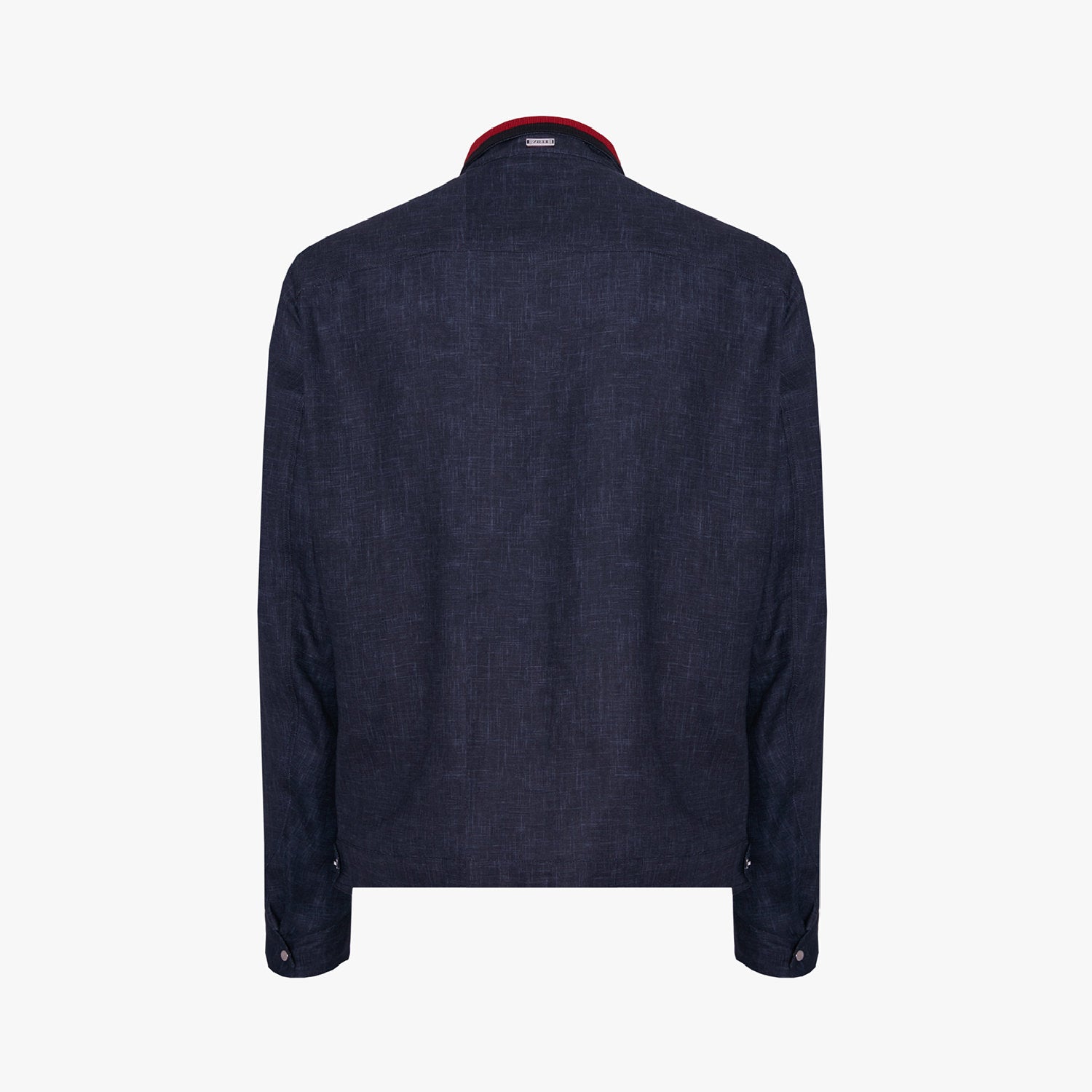 Blouson à col montant chiné en lin - Bleu