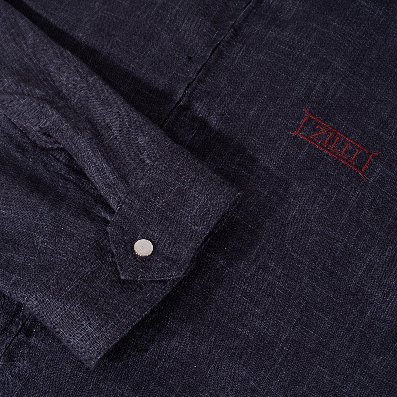 Blouson à col montant chiné en lin - Bleu