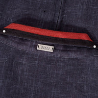Blouson à col montant chiné en lin - Bleu