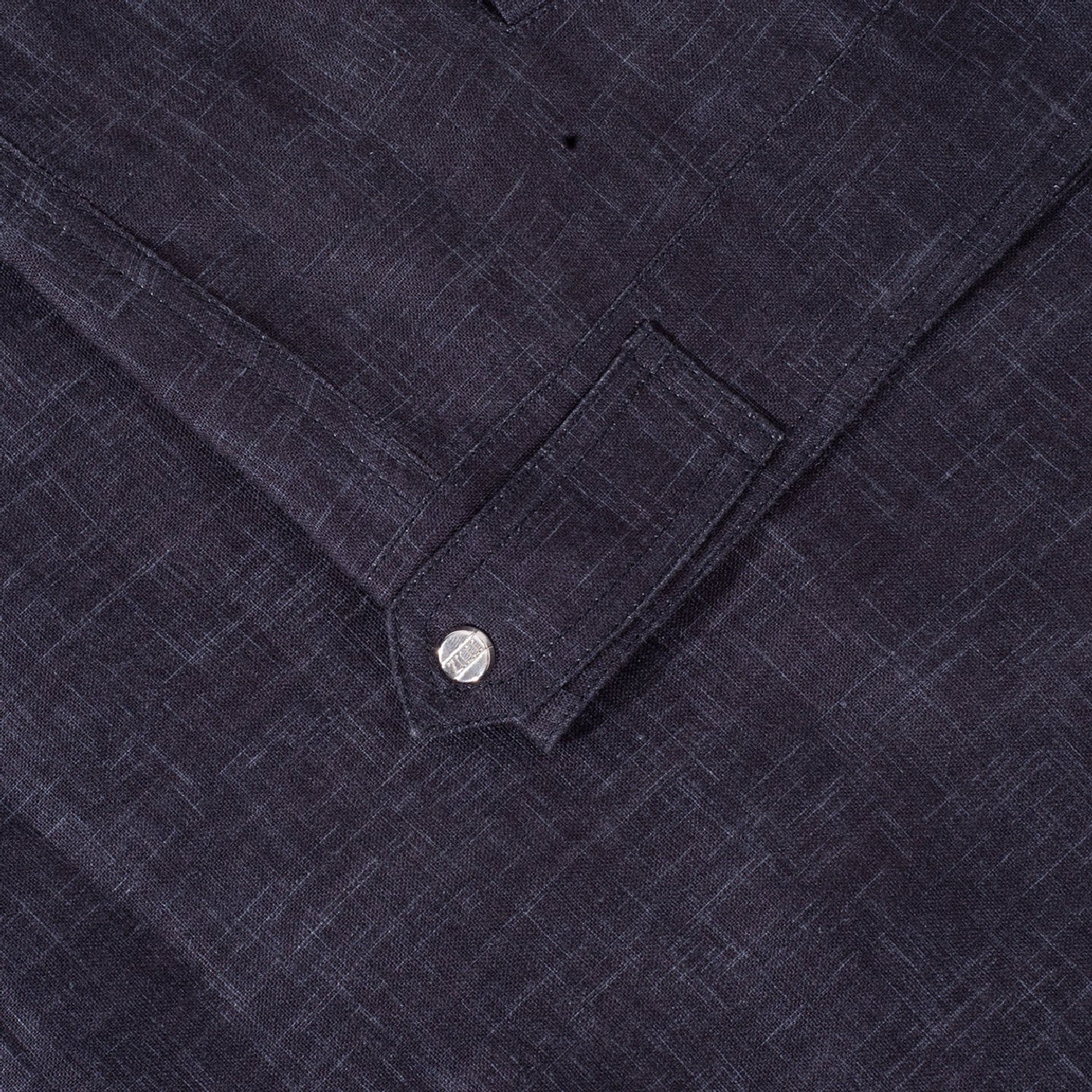 Blouson à col montant chiné en lin - Bleu