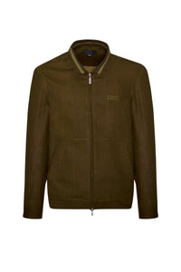 Blouson à col montant côtelé en lin - Vert
