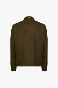 Blouson à col montant côtelé en lin - Vert