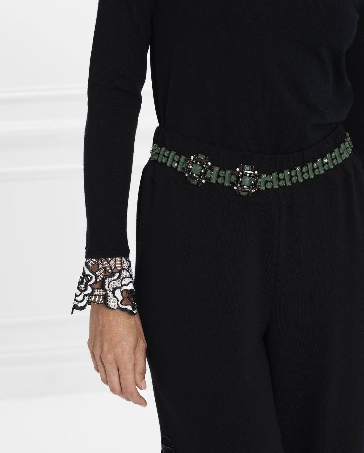 Ova brass belt - Garden green