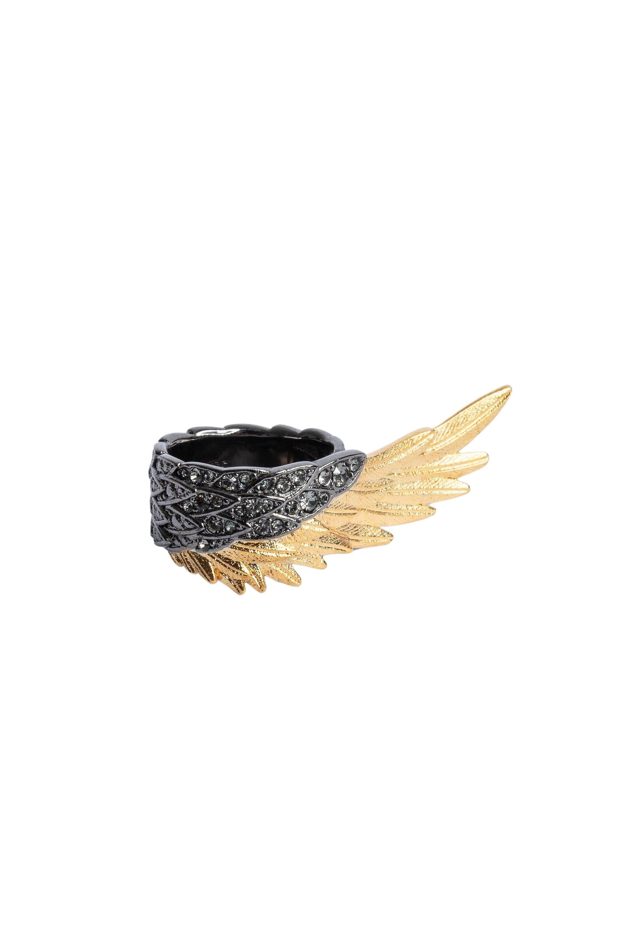 Bague Rock Feather Spread Your Wings en laiton - Old Gold