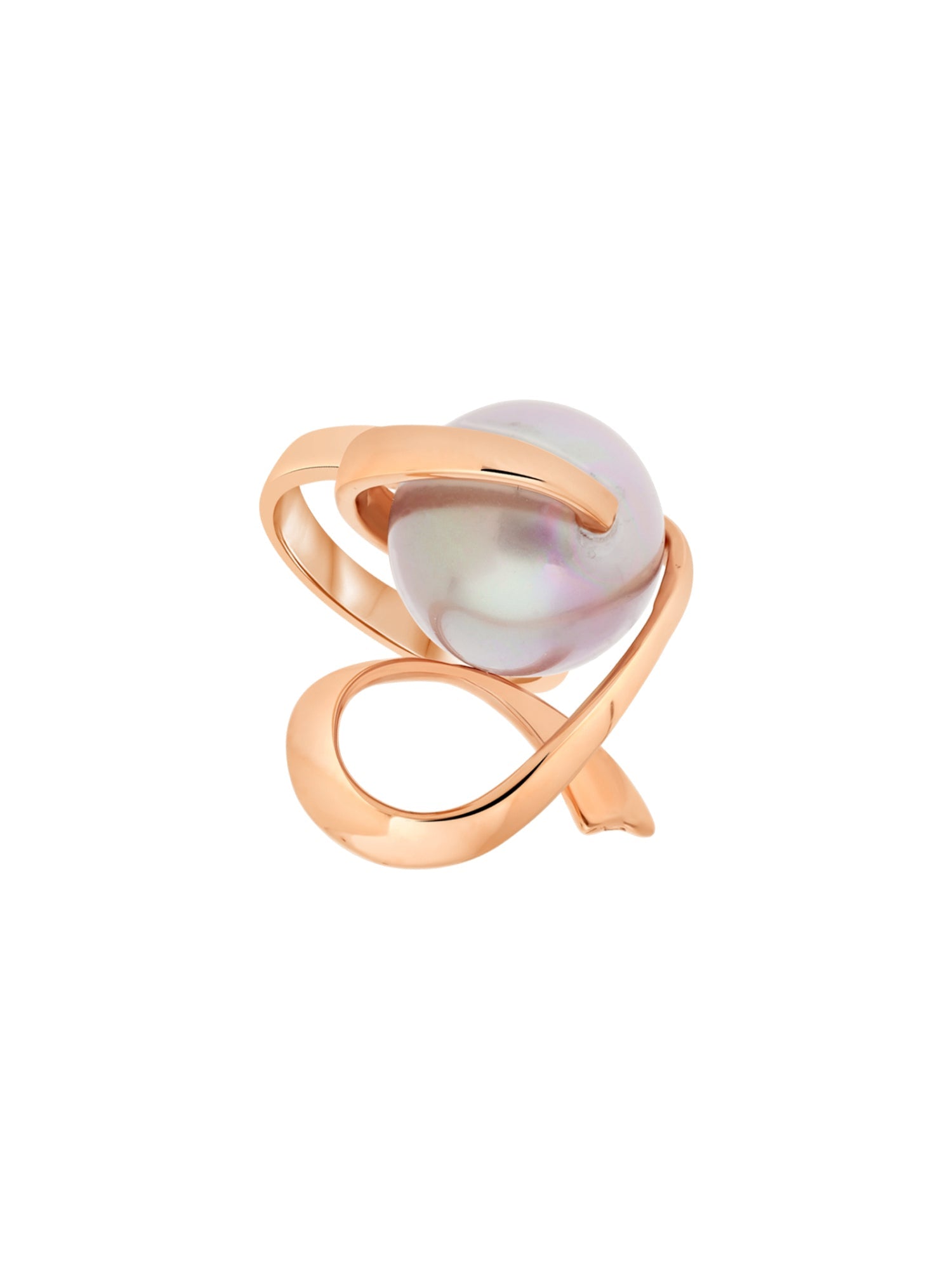 1qty DJV / QTY DISPO : 1-QTY VENDUES : 0-ST : 0% PRIX DJV : 295€ // Or gris 18 ct Bague en or gris 18 carats enroulant une perle rubis synthétique /// RECO : 293€