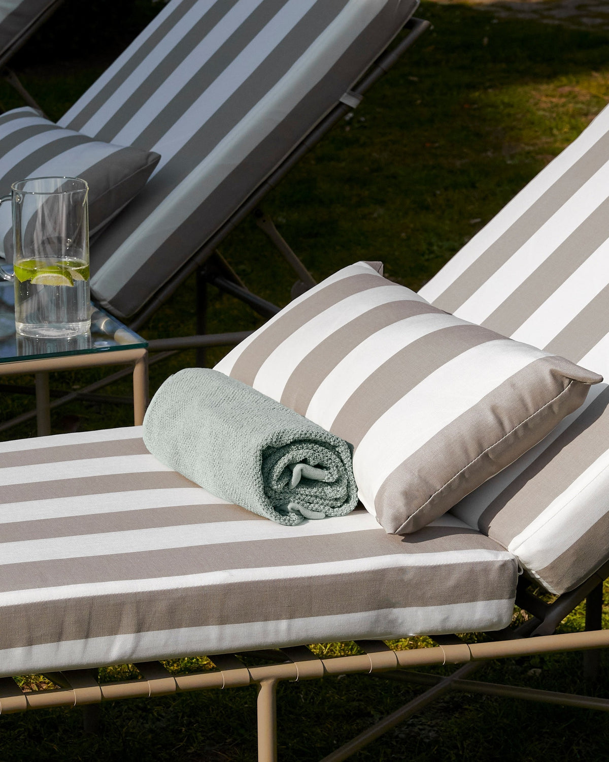 Bel Air Deckchair - Taupe Stripe