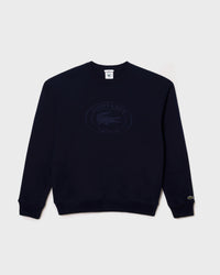 Pull à col rond avec logo ovale brodé - Bleu marine
