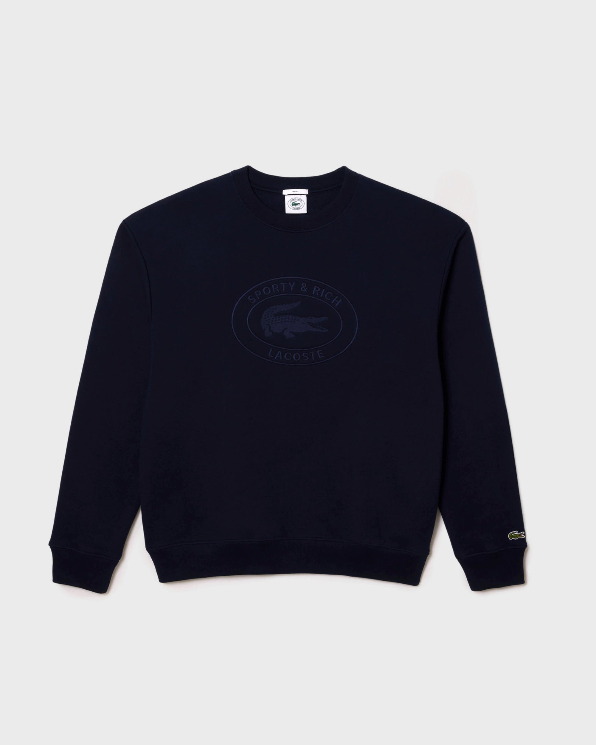 Pull à col rond avec logo ovale brodé - Bleu marine