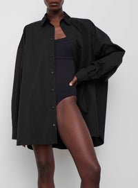 Oversize Shirt Dress Mini - Black
