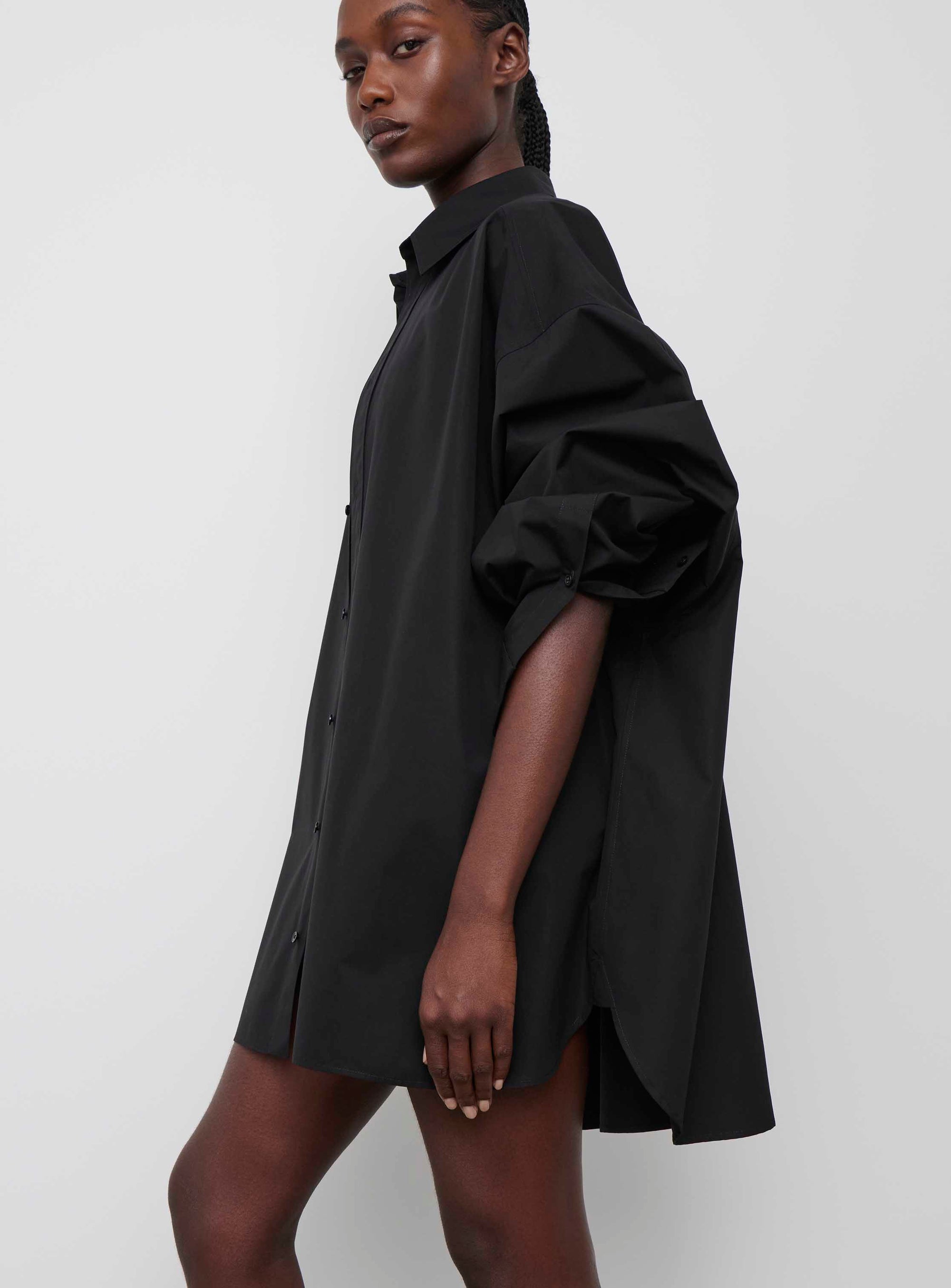 Oversize Shirt Dress Mini - Black