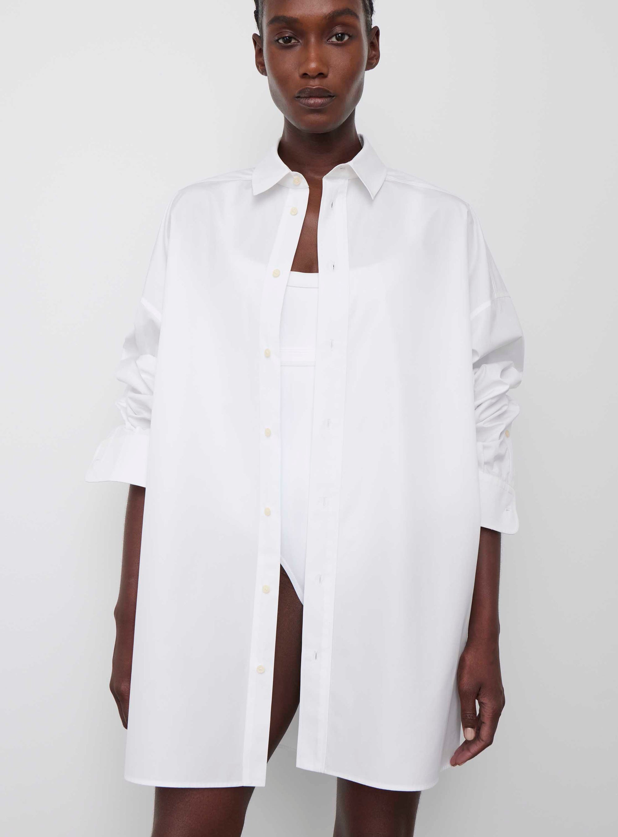 Oversize Shirt Dress Mini - White
