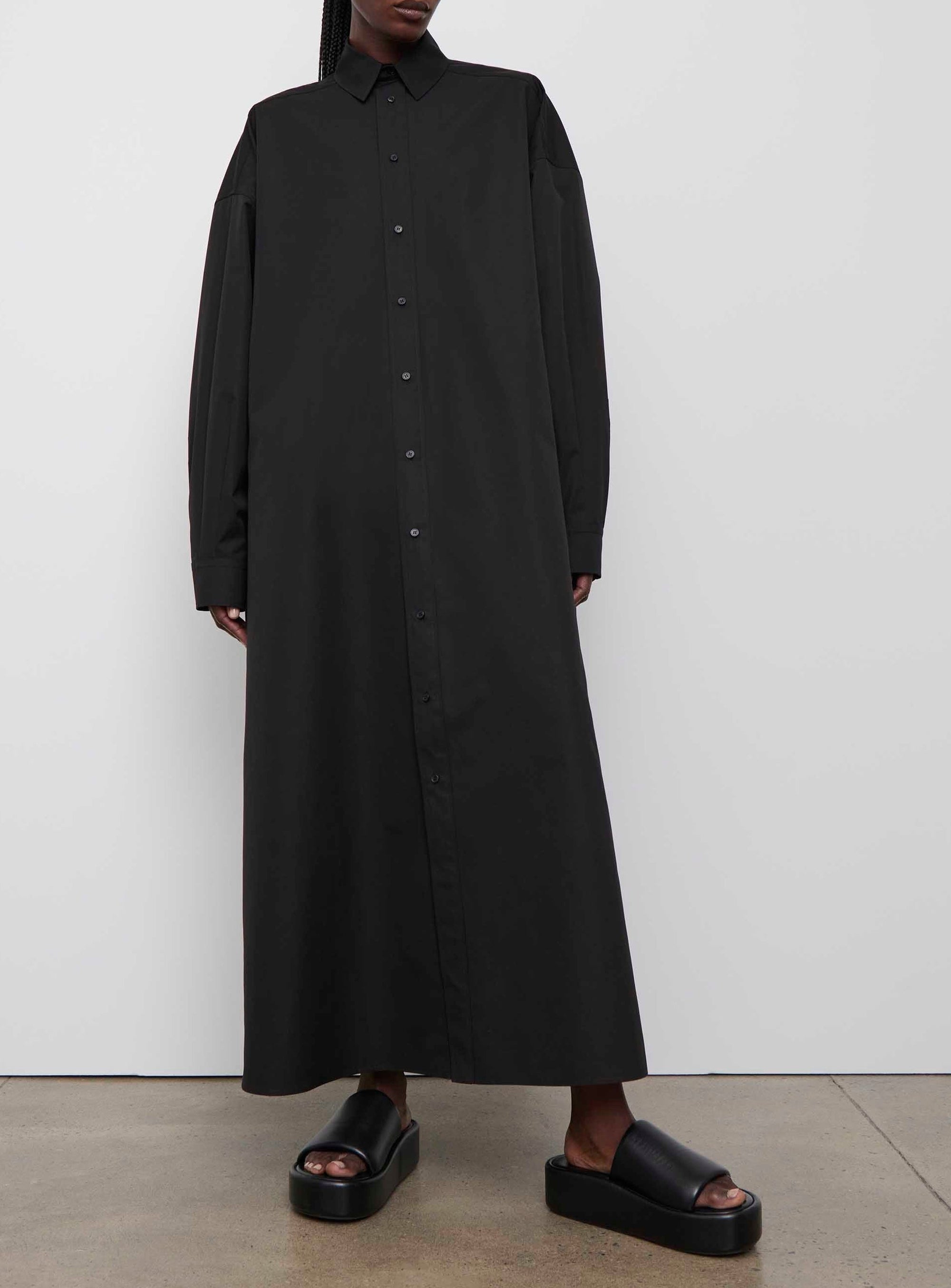 Oversize Shirt Dress - Black